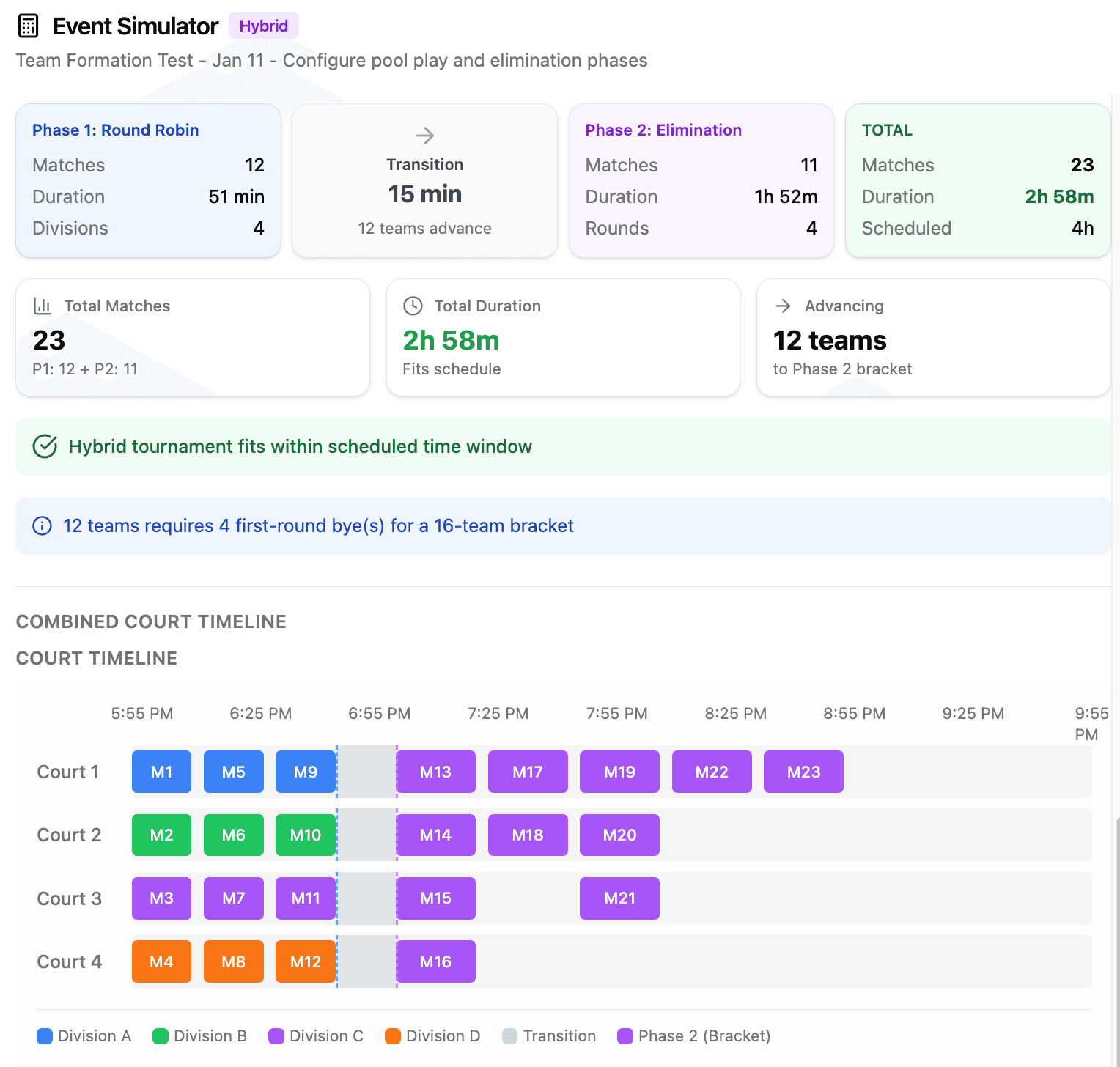 Event Simulator - Court Timeline